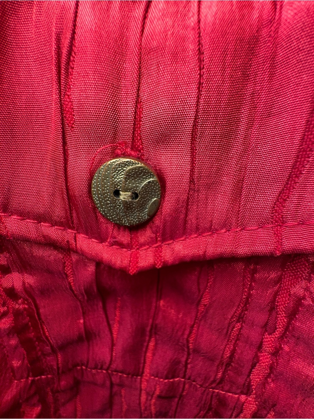 Ruby Rd. Women's Shiny Red Button-Front Jean Jacket - Picture 3 of 5